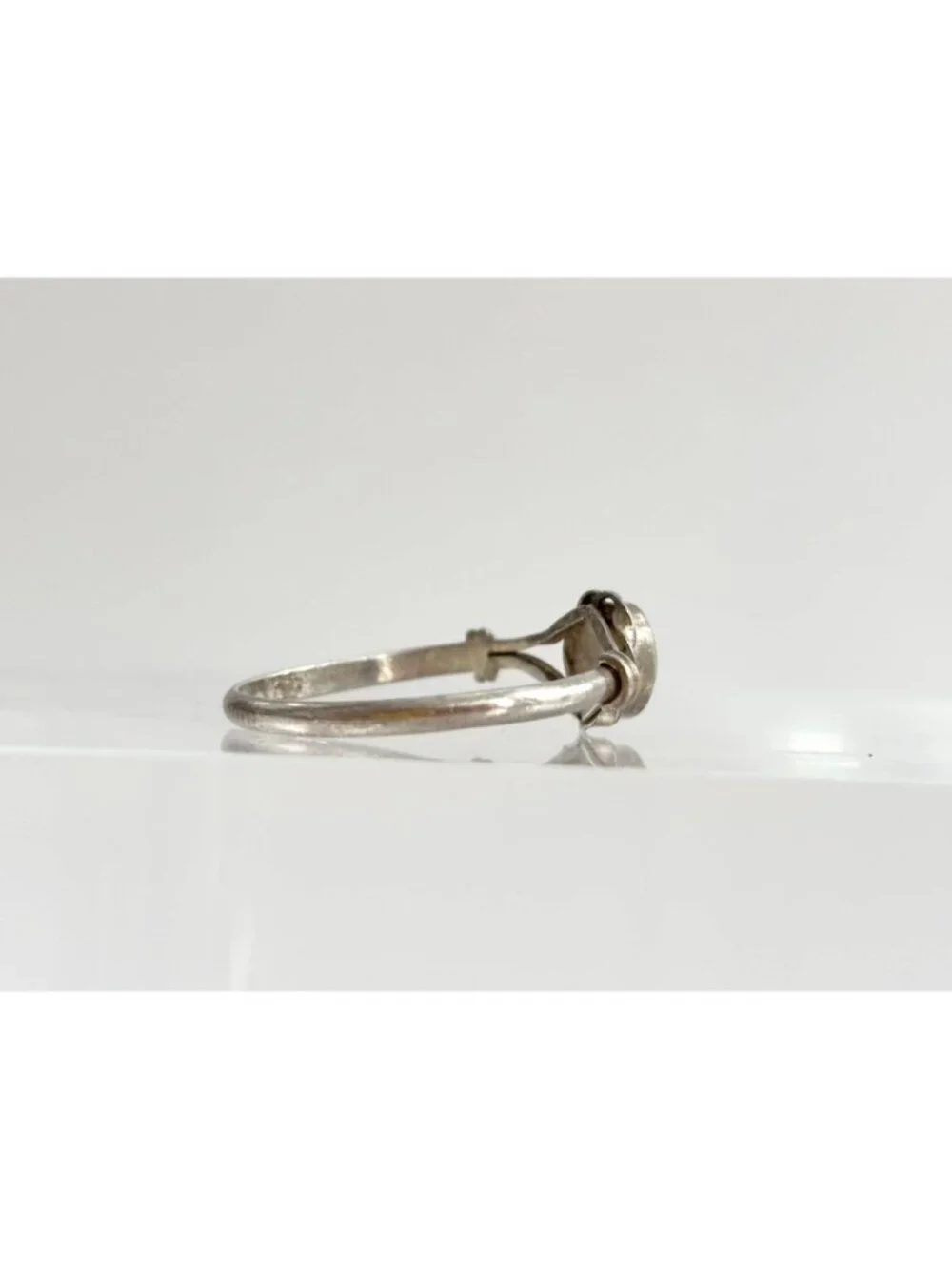 Native American Mother of Pearl Stone Sterling Silver 925 Vintage Ring - sz 6.75